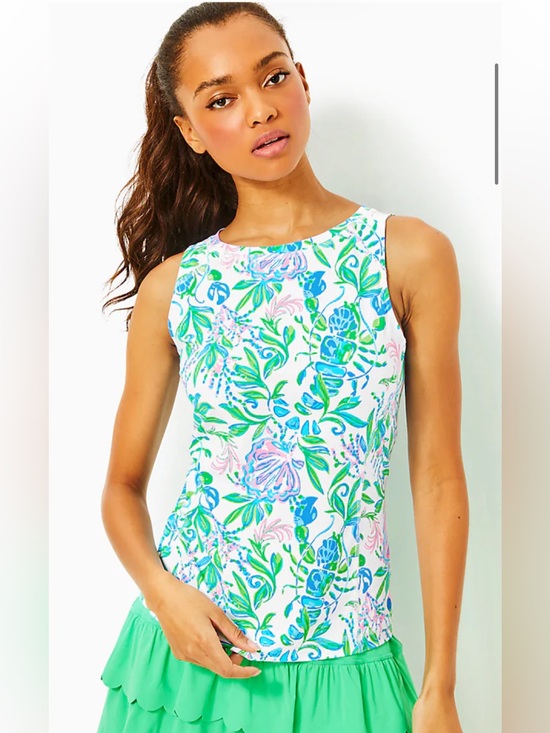 Lilly Pulitzer Tops - Lilly Pulitzer Luxletic Renay Tank UPF 50+ Resort White Just a Pinch Size M